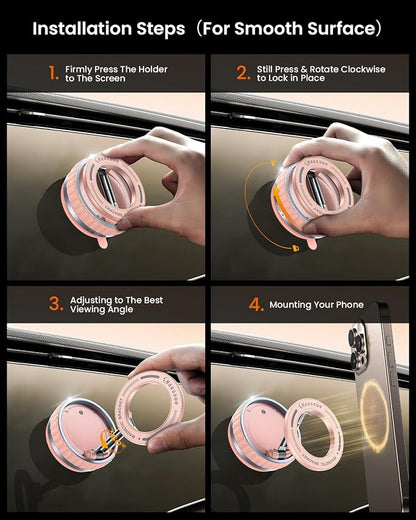 2026 Upgraded Vacuum Suction Cup Phone Mount for Magsafe [109+LBS Strongest Suction], 360° Adjustable Foldable Vacuum Magnetic Phone Holder for Car [24 N55 Stronger Magnets], for iPhone 17/16/15/14/13