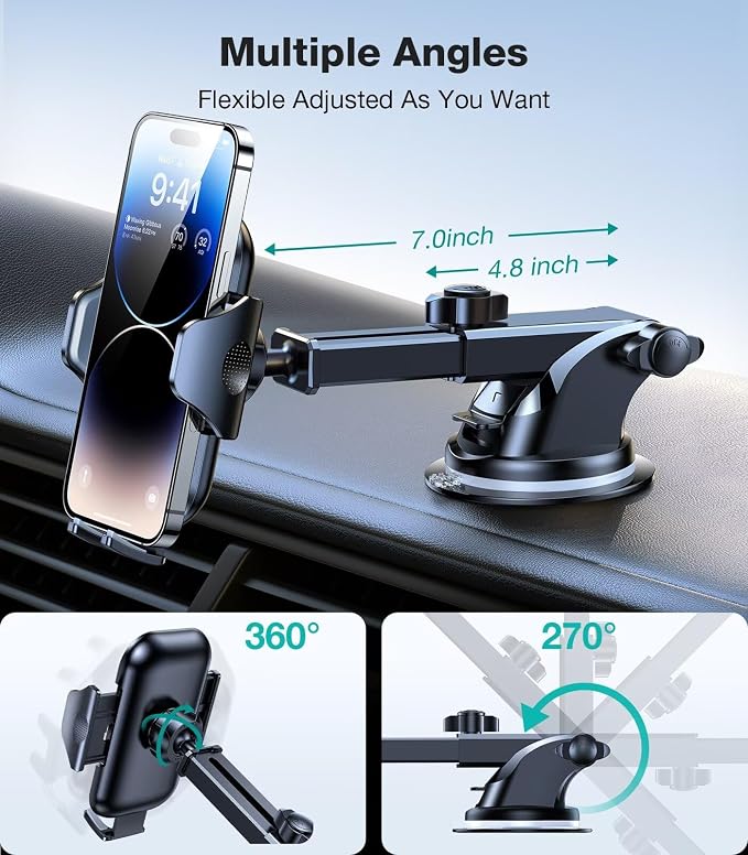 VICSEED [No.1 Powerful Suction] [Rally Racing-Grade Stability] Phone Holders for Your Car 2026 Upgraded Car Phone Holder Mount Truck Stand for Dashboard Windshield Vent for iPhone Samsung All Phones