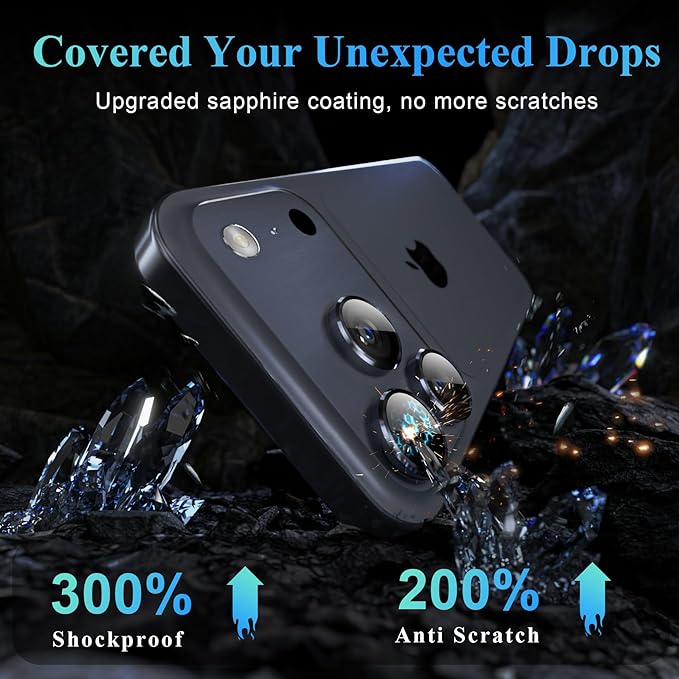 YWXTW Camera Lens Protector for iPhone 17 Pro/iPhone 17 Pro Max, [1 Step Installation Tray] Tempered Glass Screen Protector Metal Individual Camera Cover Accessories Case Friendly (Deep Blue)