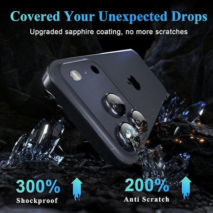 YWXTW Camera Lens Protector for iPhone 17 Pro/iPhone 17 Pro Max, [1 Step Installation Tray] Tempered Glass Screen Protector Metal Individual Camera Cover Accessories Case Friendly (Deep Blue)