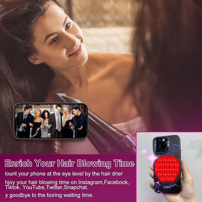 CIEO Silicone Phone Grip, 21 Suction Cups, Suitable for Selfies and Videos on Mirrors, bathrooms and Smooth Surfaces, Compatible with iPhone, Samsung(Apple Shaped, Red)