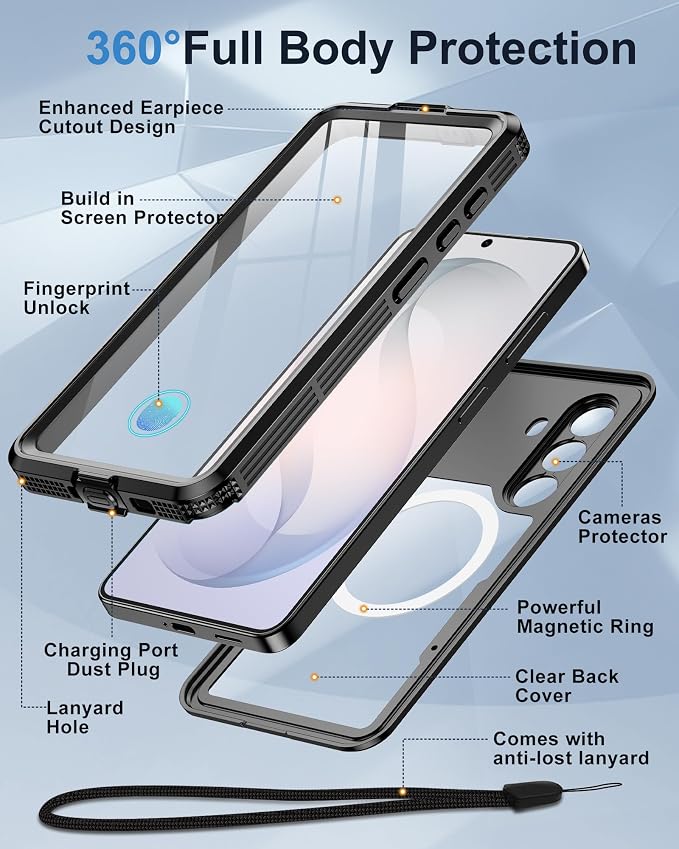 for Samsung Galaxy S26 Waterproof Case, [Fit for Magsafe] [IP68 Water Proof] [Built-in Screen Protector], Magnetic Heavy Duty Military Grade Rugged Phone Case for S 26 6.3", Black