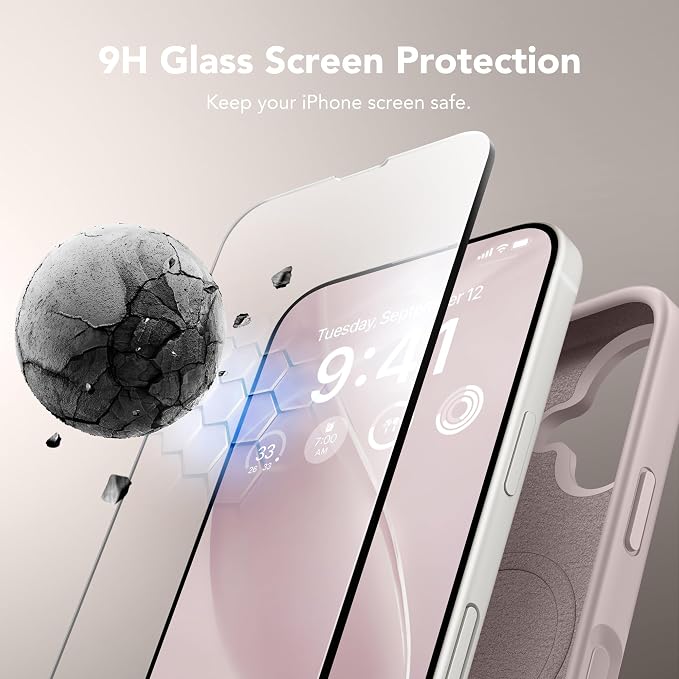 GONEZ Magnetic for iPhone 17 Case, Compatible with MagSafe, [Screen Protector + Camera Lens Protector], Liquid Silicone Anti-Scratch Shockproof Protective Phone Case 6.3 inch, Light Taro