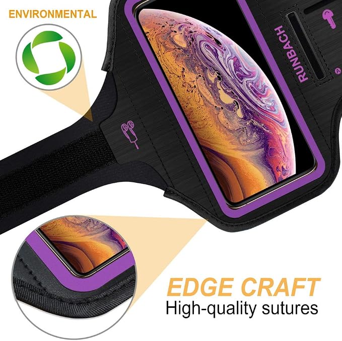 Armband for iPhone 16 Pro Max/16 Plus/15 Pro Max/15 Plus/iPhone 14 Pro Max/14 Plus/13 Pro Max/12 Pro Max/11 Pro Max/Xs Max,Running Exercise Armband with Card Slot for iPhone Max (Purple)
