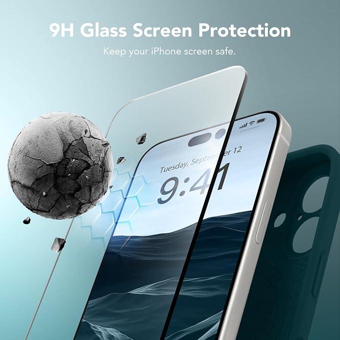 Magnetic for iPhone 16 Case, Compatible with MagSafe, [Screen Protector + Full Camera Protection], Silicone Shockproof Anti-Scratch Protective Phone Case for iPhone 16 6.1", Deep Blue