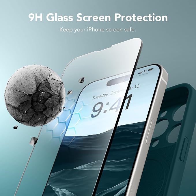 Magnetic for iPhone 12 Pro Max Case, Compatible with MagSafe, [Full Camera Protection][Screen Protector] Silicone Shockproof Protective Phone Case for iPhone 12 Pro Max 6.7", Deep Blue
