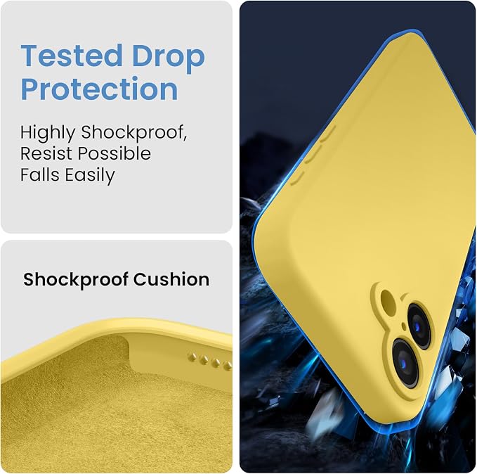 FireNova Designed for iPhone 16 Plus Case, Silicone Upgraded [Camera Protection] Case, Soft Anti-Scratch Microfiber Lining Inside, 6.7 inch, Yellow