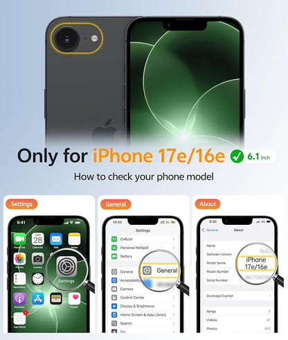 FNTCASE for iPhone 17e Case: iPhone 16e Phone Case [Compatible with Magsafe] Translucent Matte Cases with [Screen Protector] Military Grade Shockproof Protective Phone Cover - Green