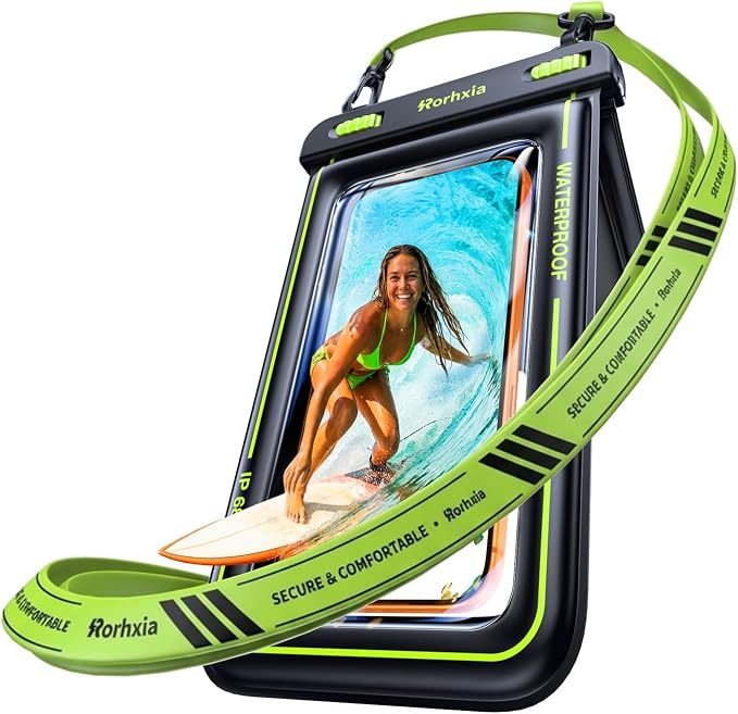 Rorhxia [Glow-in-the-dark] IP68 Waterproof Phone Pouch Double Space, Floating Waterproof Phone Case with Lanyard Phone Dry Bag for iPhone 17 Pro Max 16 15 14 S26 S25 Travel Beach & Water Adventures