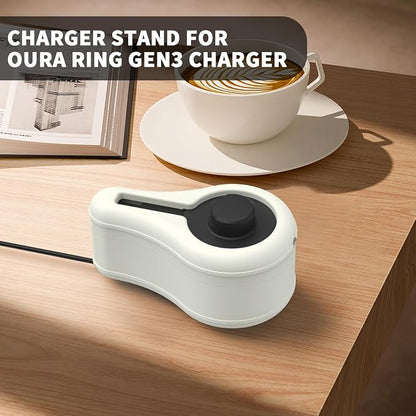 Silicone Charger Protector Case for Oura Ring Gen3 - Compatible with Sizes 6-13, Stand Case - Off White