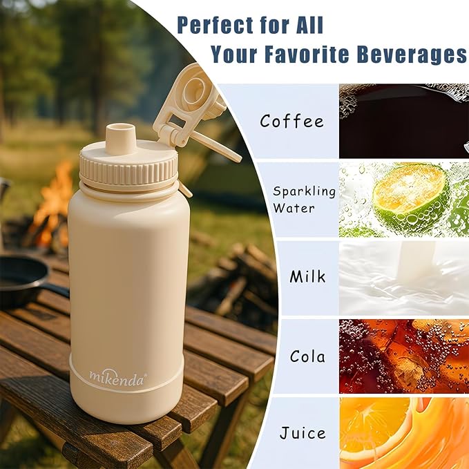 32oz Insulated Tumbler with Magnetic Phone Holder, Gym Water Bottle | Leak Proof Lid, 24hr Cold & 12hr Hot, Non-Slip Base | Travel Mug, Reusable & Eco-Friendly (cream white, 32, ounces)