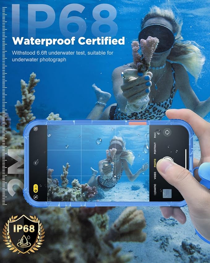 for iPhone 17 Pro Max Waterproof Case with Magsafe, Built-in [Camera & Screen Protector] [Lanyard], IP68 Water Proof Full Body Dustproof Heavy Duty Frosted Protective Phone Cover, 6.9" Blue