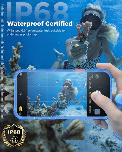 for iPhone 17 Pro Max Waterproof Case with Magsafe, Built-in [Camera & Screen Protector] [Lanyard], IP68 Water Proof Full Body Dustproof Heavy Duty Frosted Protective Phone Cover, 6.9" Blue