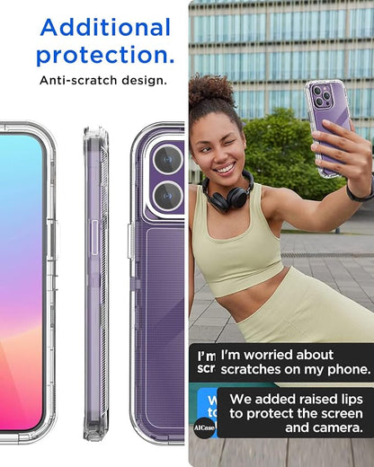 AICase Clear Case Compatible with iphone 15 Pro,Heavy Duty Durable 3-Layer [Not Yellowing][Military Grade Drop Protection]Shockproof/DropProof Protective Cover Compatible with iphone 15 Pro 6.1" 2023