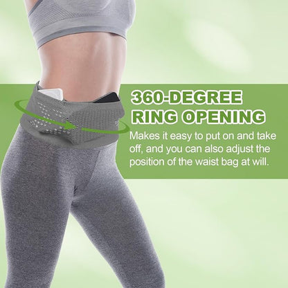 Slim Running Belt, Running Fanny Pack Phone Holder for Women Men Waist Bag Moisture Wicking Storage Belts Bag- Fitting for (Storage Phone-Travel- Sports- Hiking) Gray & L