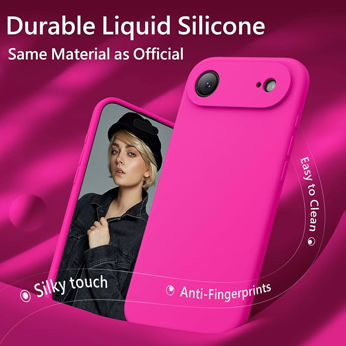 FireNova Magnetic for iPhone Air Case, Compatible with MagSafe, [Integrated Silicone Camera Control Button] [Camera Protection] Microfiber Lining Phone Case for iPhone 17 Air, 6.5", Hot Pink