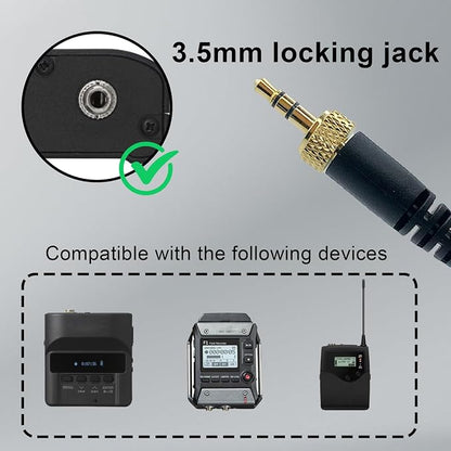 Lavalier Lapel Microphone Compatible with Sennheiser Wireless System Bodypack Transmitter EW100 G4 EW300 G1 G2 G3, EWD1, ME2, ME3, ME4 Omnidirectional Condenser Mic (3.5mm Screw Lock Plug)