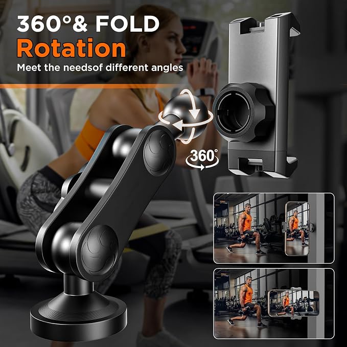 Magnetic Phone Holder |Gym Cart Series |360° Magnetic Phone Mount |Rotating Fitness Mount |Universal Metal Surface Compatibility|Accommodates 3.1"-4" Phones (Long-EU)