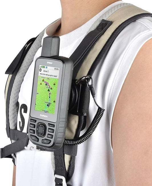 iGuerburn Backpack Tether for Garmin Handheld GPS inReach/eTrex/Rino/Alpha/Oregon/GPSMAP Series - Garmin Spine Mount Adapter with Safety Cord