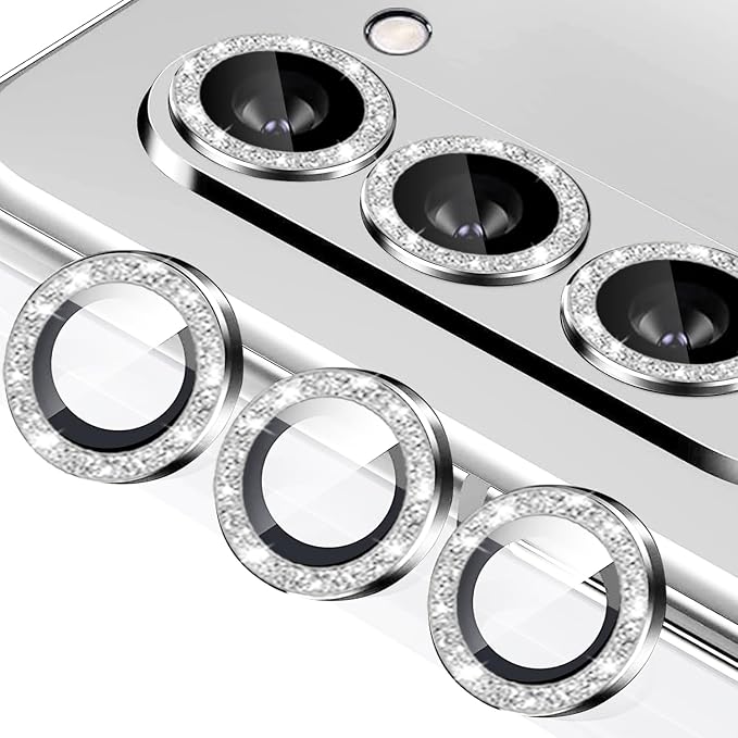 for Galaxy Z Fold 6 Camera Lens Protector Bling Glitter Individual Aluminium Alloy Ring 9H Tempered Glass Decorative Accessories Camera Cover for Samsung Galaxy Z Fold 6 Glitter Silver