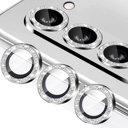 for Galaxy Z Fold 6 Camera Lens Protector Bling Glitter Individual Aluminium Alloy Ring 9H Tempered Glass Decorative Accessories Camera Cover for Samsung Galaxy Z Fold 6 Glitter Silver