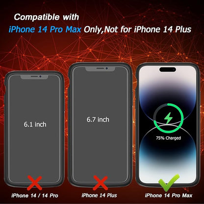 Battery Case for iPhone 14 Pro Max, [12000mAh] Enhanced Portable Protective Qi Wireless Charger Case Battery Pack with CarPlay Wireless Charging Case Compatible for iPhone 14 Pro Max (6.7 inch)-Black