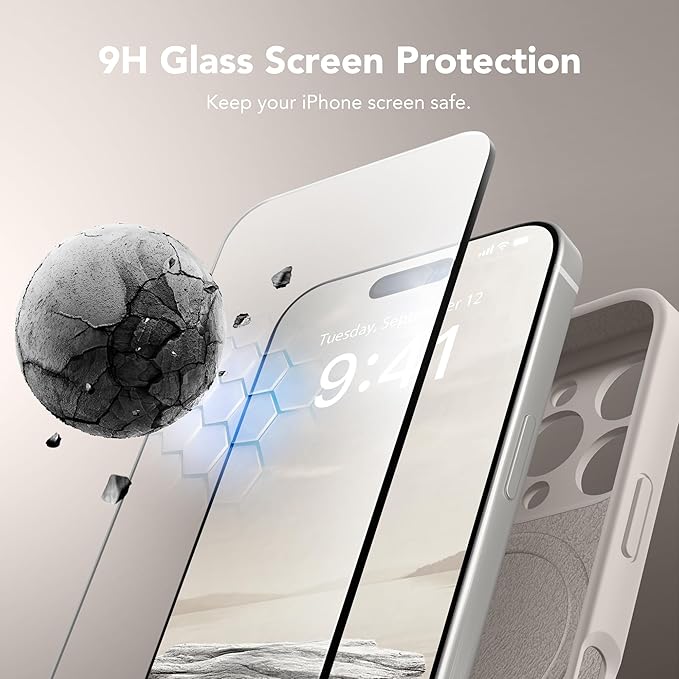 Magnetic for iPhone 16 Pro Max Case, Compatible with MagSafe, [Full Camera Protection][Screen Protector] Silicone Shockproof Protective Phone Case for iPhone 16 Pro Max 6.9", Stone