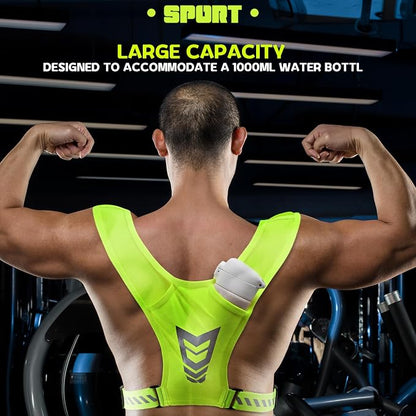 Reflective Vest Chest Phone Holder, Adjustable Hydration Training Workout Gear for Nighttime Running Biking