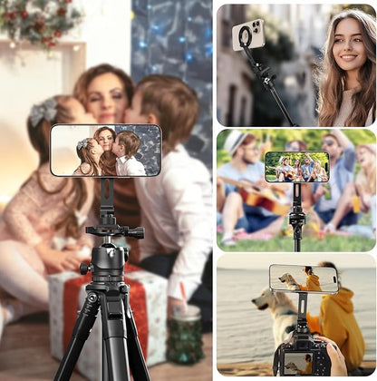 elitehood Aluminum Tripod Phone Mount Adapter for DJI RS 4 Mini, Magnetic Smartphone Tripod Mount with Arca-Standard & Hot Shoe Plate for Camera, Cold Shoe Phone Mount Fit iPhone 16 15 14 Series