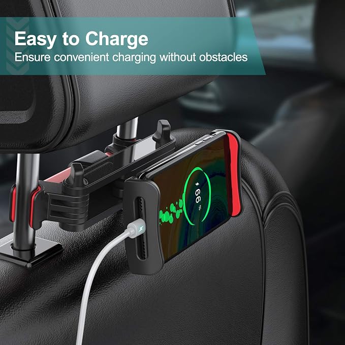 Car Headrest Mount, Tablet Headrest Holder, Car Backseat Seat Mount Holder Universal 360° Rotating Adjustable for All 6"-10.5" Tablet iPad iPad Air iPad mini,Samsung(Red)