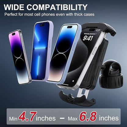Bike Phone Holder, Motorcycle Mount,Motorcycle Phone Holder, Handlebar Cell Phone Clamp, Bicycle Scooter Phone Clip with Safe Lock, Bicycle Accessories, More 4.6" to 6.8" Smartphones