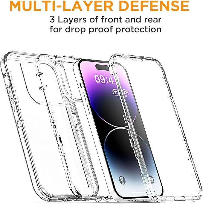 AICase for iPhone 14 Pro Max Case Clear 3 in 1 Heavy Duty Drop Protection Full Body Rugged Shockproof/Dust Proof 3-Layer Military Protective Tough Durable Cover for iPhone 14 Pro Max 6.7"_1