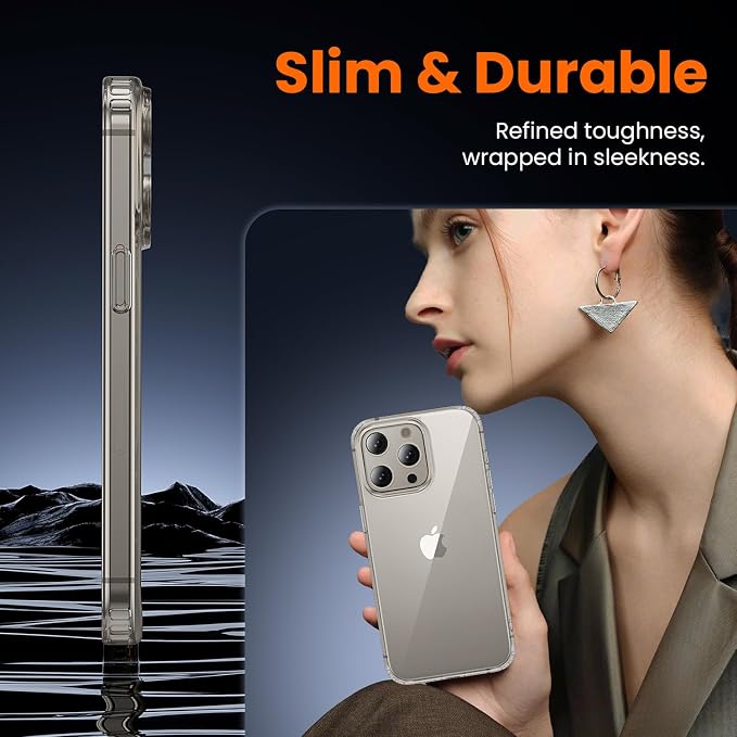 3 in 1 for iPhone 15 Pro Max Case Clear,[Yellowing-Resistant Acrylic Back] Screen Protector *1 & Camera Lens Protector*1, Shockproof for iPhone 15 Pro Max Phone Case 6.7 inch Clear