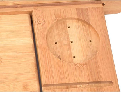 Bamboo Bathtub Tray, Expandable Bath Tray Multifunctional Drain Bath Shelf Caddy Tray Bathtub Storage Rack Bath Tub Tray Table for Candle Towel Book Wine Phone Shower