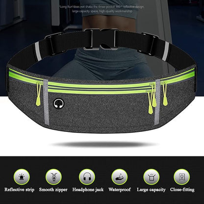 Waist pack sport running Belt Pack with adjustable Strap for running hiking travel outdoors sport (Grey, 4 Pockets)