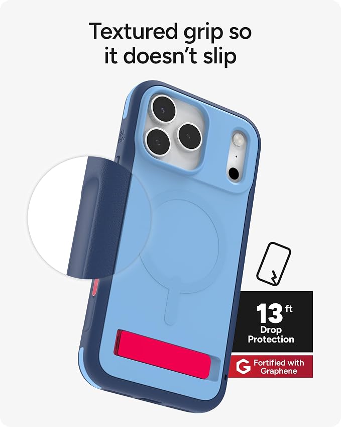 ZAGG Sedona Snap Case with Kickstand for iPhone 17 Pro Max - Blue Royal Ember, Drop Protection (13ft/4m), Multi-Layer Protection, with Camera Button, MagSafe Phone Case with Impact-Absorbing Bumpers
