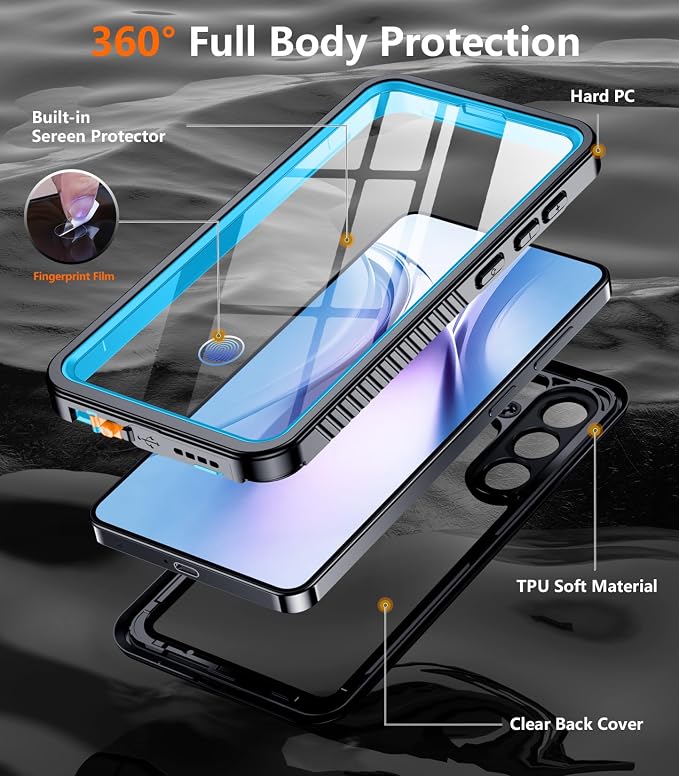 Temdan Designed for Samsung Galaxy S26 Case Waterproof, Built-in Lens & Screen Protector Military Shockproof Dropproof IP68 Underwater Full Body Phone Case for Galaxy S26 5G 6.3"-LightBlue (2026)