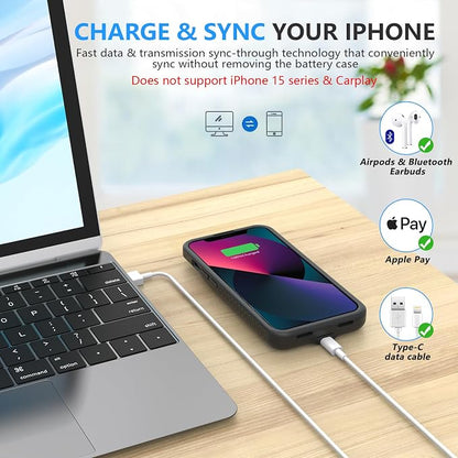 BOPPS Battery Case for iPhone 13 Pro Max/14 Pro Max/14 Plus【2026 New】Slim 8000mAh Portable Charger Case 360°Protection Rechargeable Extended Charging case for iPhone 13 Pro Max，14 Pro Max Series