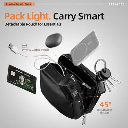 Phone Lanyard Crossbody, Clip and Go Phone Strap Crossbody, Adjustable Cell Phone Strap with Detachable Pouch for All Smartphones, Black