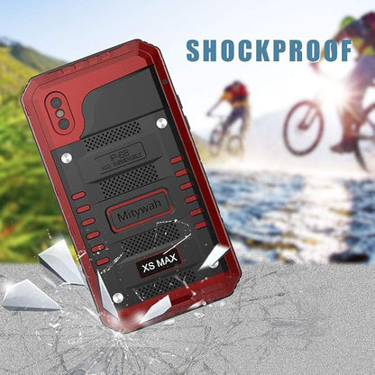 Mitywah Waterproof Case for iPhone Xs MAX, [Heavy Duty ] [Military Grade Defender] Phone Case [Metal] [Full Body Protective] Cover Built-in [Shield Screen Protection] [Shockproof] Armor Case, Red