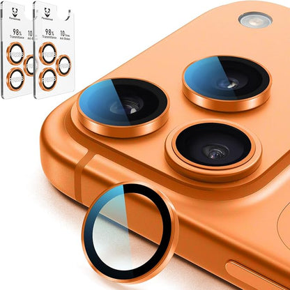 PandaShield 2-Pack Anti-Reflection Camera Lens Protector for iPhone 17/16/15 Pro & Pro Max, Easy Installation, Anti-Scratch,9H Hardness,98% Ultra Clarity,Maintains Original Lens Design – Cosmic Orange