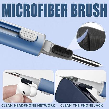 Inesore Cleaner Kit for Airpods Pro 3 2 1 Series,Multi-Function Cleaning Pen Tool for Earbuds Headphone iPhone Camera Electronic Devices,with Soft Brush Flocking Sponge -Deep Blue