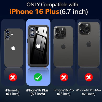 xiwxi for iPhone 16 Plus Case Waterproof,[IP68 Underwater][Built-in Screen Protector ][Compatible with MagSafe][15FT Military Dropproof][Dustproof] Full Body Shockproof Protective Phone Case 6.7"