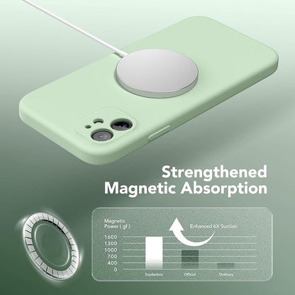 Magnetic for iPhone 11 Phone Case Silicone, Compatible with MagSafe, [Full Camera Protection][Screen Protector] Slim Shockproof Protective Case for iPhone 11 6.1", Light Cyan