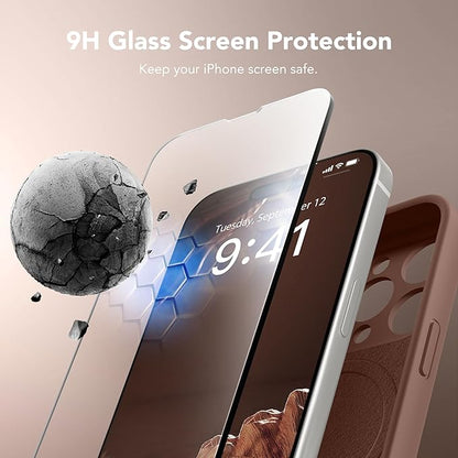 Magnetic for iPhone 12 Pro Max Case, Compatible with MagSafe, [Full Camera Protection][Screen Protector] Silicone Shockproof Protective Phone Case for iPhone 12 Pro Max 6.7", Brown