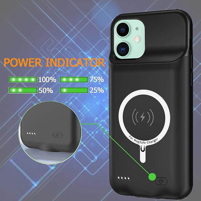 Battery Case for iPhone 11, Upgraded 10000mAh Rechargeable Portable Extended Battery Pack Supported Qi Wireless Charging Case Compatible with iPhone 11 (6.1 inch) Charger Case Support Carplay (Black)