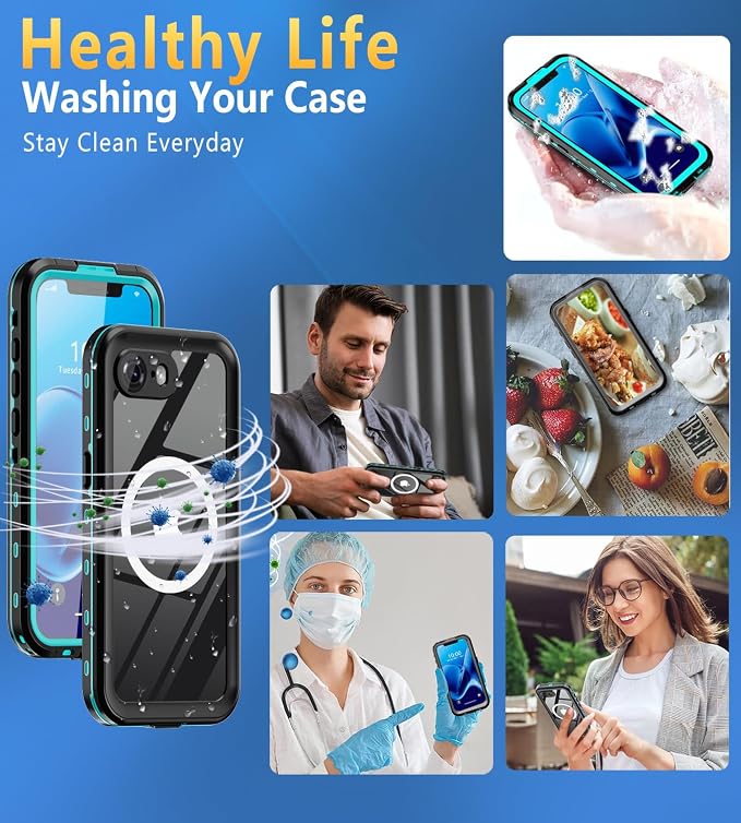 for iPhone 16e Case, Full Body Shockproof Cover with Screen Protector for iPhone 16e - Blue