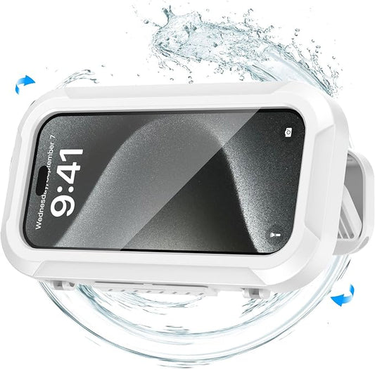 Shower Phone Holder Waterproof - 360° Bathroom Wall Phone Mount Stand Water Proof Anti Fog Case, Suitable for Phones Under 7 inches (Second Generation Whine)