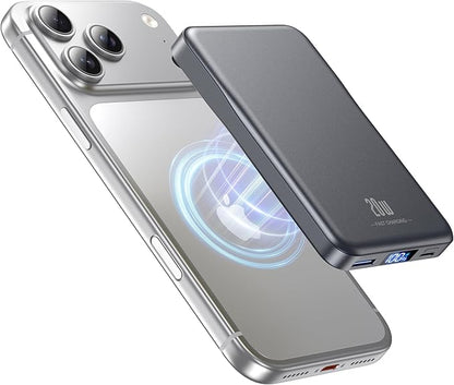 Magnetic Portable Charger, 10000mAh for Magsafe Battery Pack, 20W Fast Charging Power Bank, Travel Essential of Wireless Charger Compatible with iPhone 17/16/15/14/13 Pro/Max/Air/Plus-SpaceGray