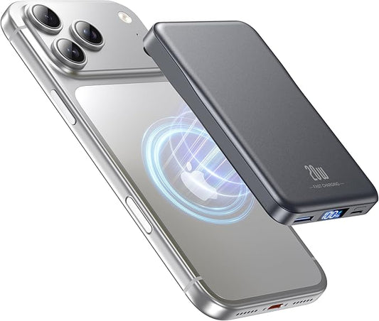 Magnetic Portable Charger, 10000mAh for Magsafe Battery Pack, 20W Fast Charging Power Bank, Travel Essential of Wireless Charger Compatible with iPhone 17/16/15/14/13 Pro/Max/Air/Plus-SpaceGray
